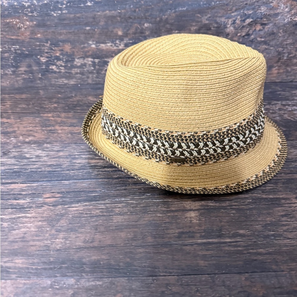 C.C‎ Tan and Black Woven Fedora Hat